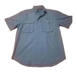 Canyon Creek Men’s Fishing Shirt Medium Blue Short Sleeve Vented Outdoor